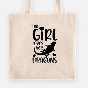 This girl loves her dragons tote bag